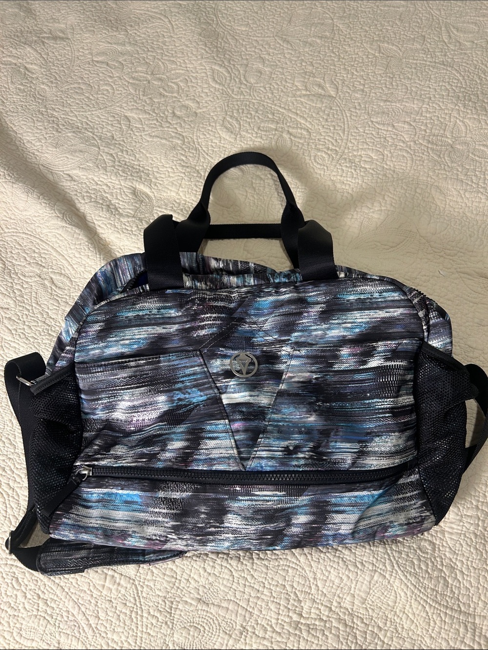Ivivva by Lululemon Black with Blue & Gray Pattern Weekend Duffel